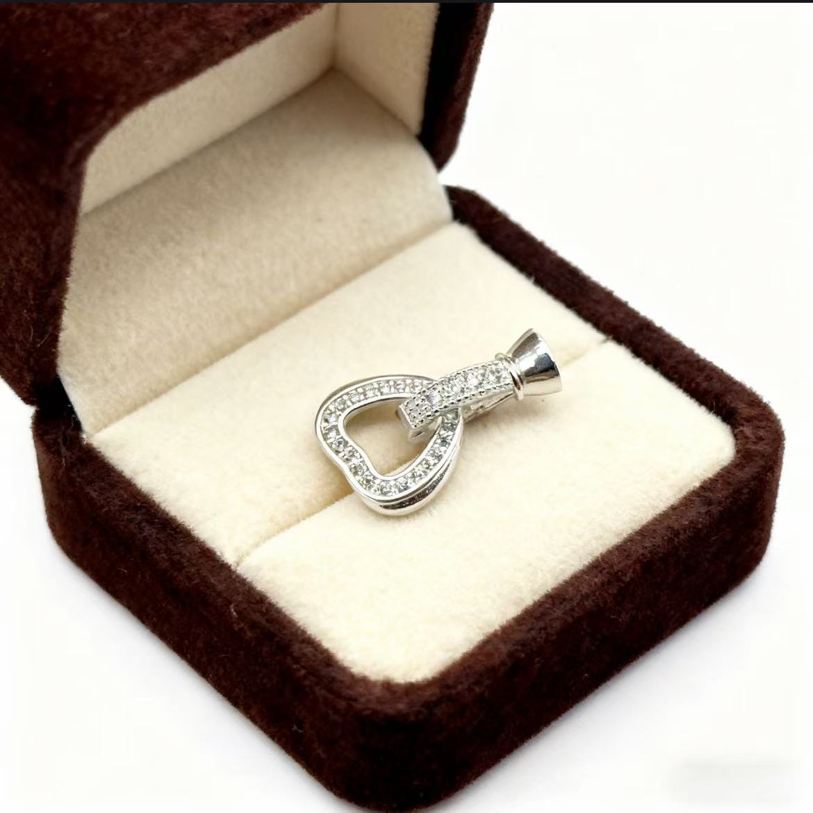 CZ-Set Single-Round Heart Clasp