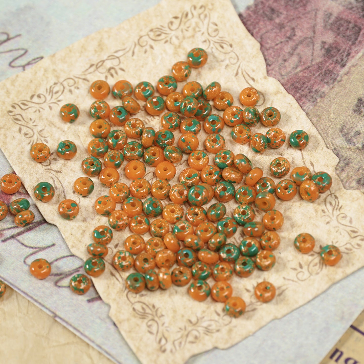 (160pcs)2x4mm Picasso Abacus Beads - Vintage Glass Seed Beads