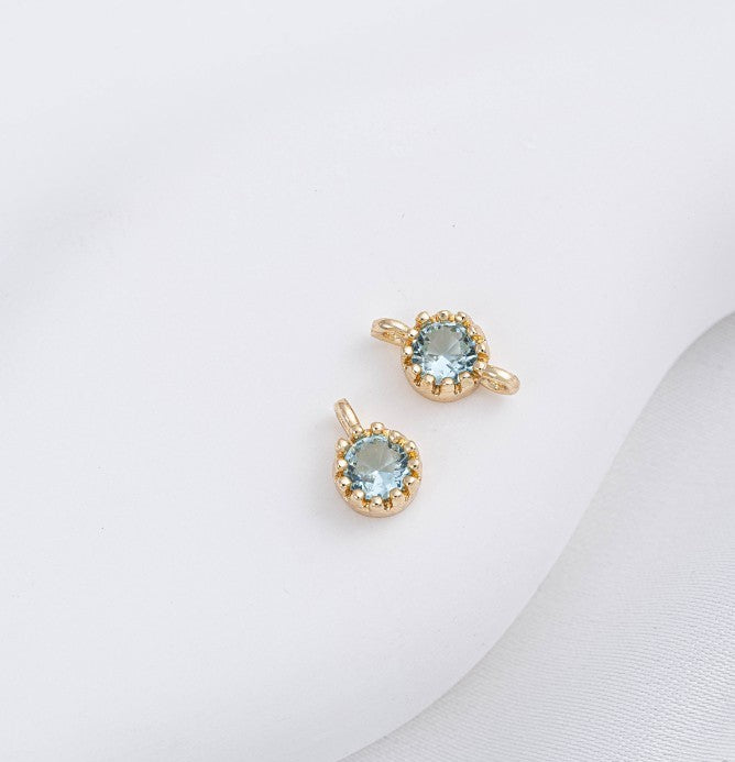 (10pcs)Single/Double Hole Spacer Bar Bead with CZ Stone