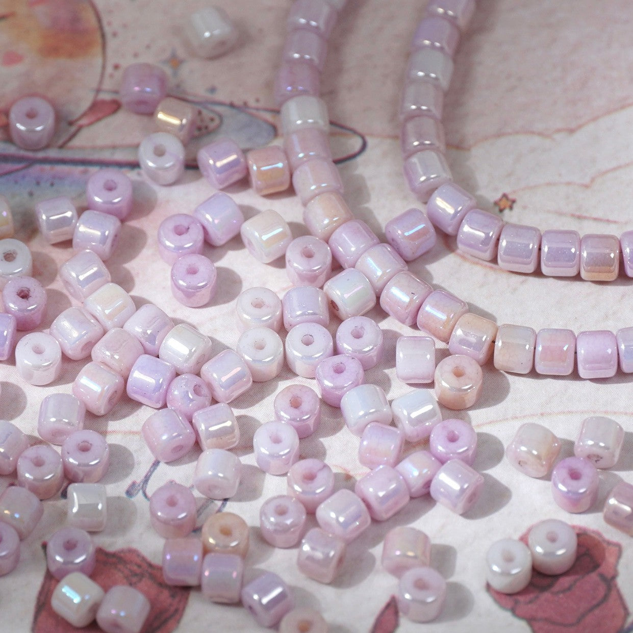 (100pcs)4mm Crystal Porcelain Effect Glass Barrel Beads