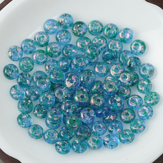 (100pcs)3x6mm Picasso Abacus Beads - Vintage Glass Seed Beads