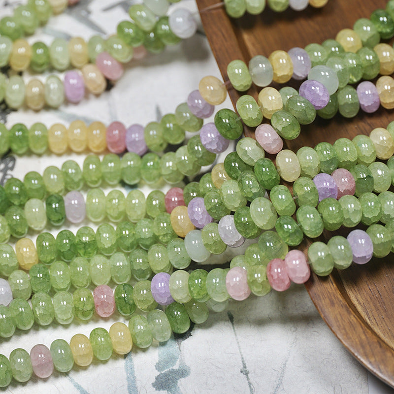 (100pcs)4x8mm Jade Crack Abacus Glass Beads - Water-Dyed Series