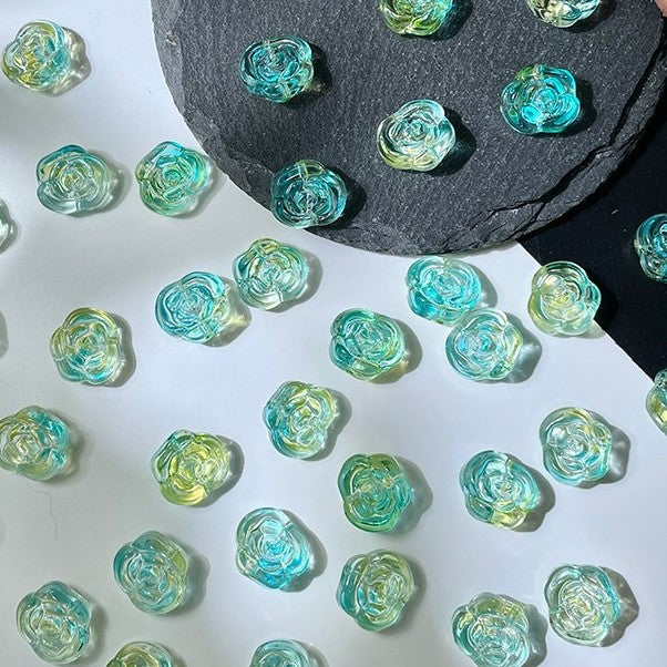 (50pcs)12mm Glass Rose Beads