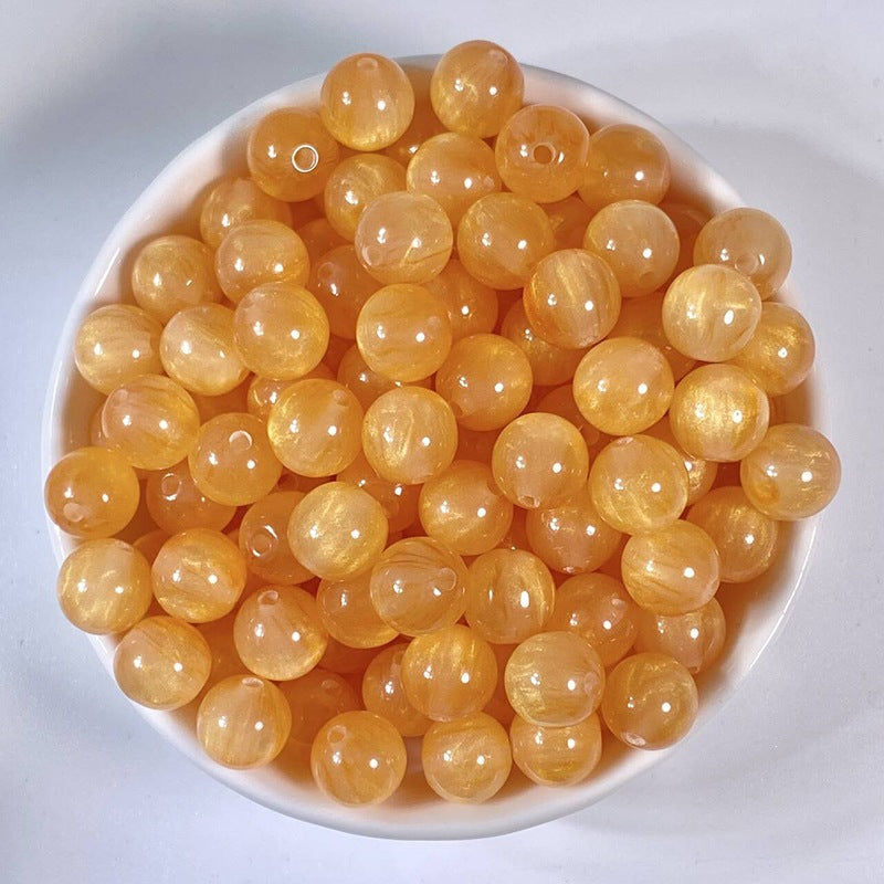 (50pcs)8/10/12/16MM Gilded Resin Beads- Oil-Painted Hues