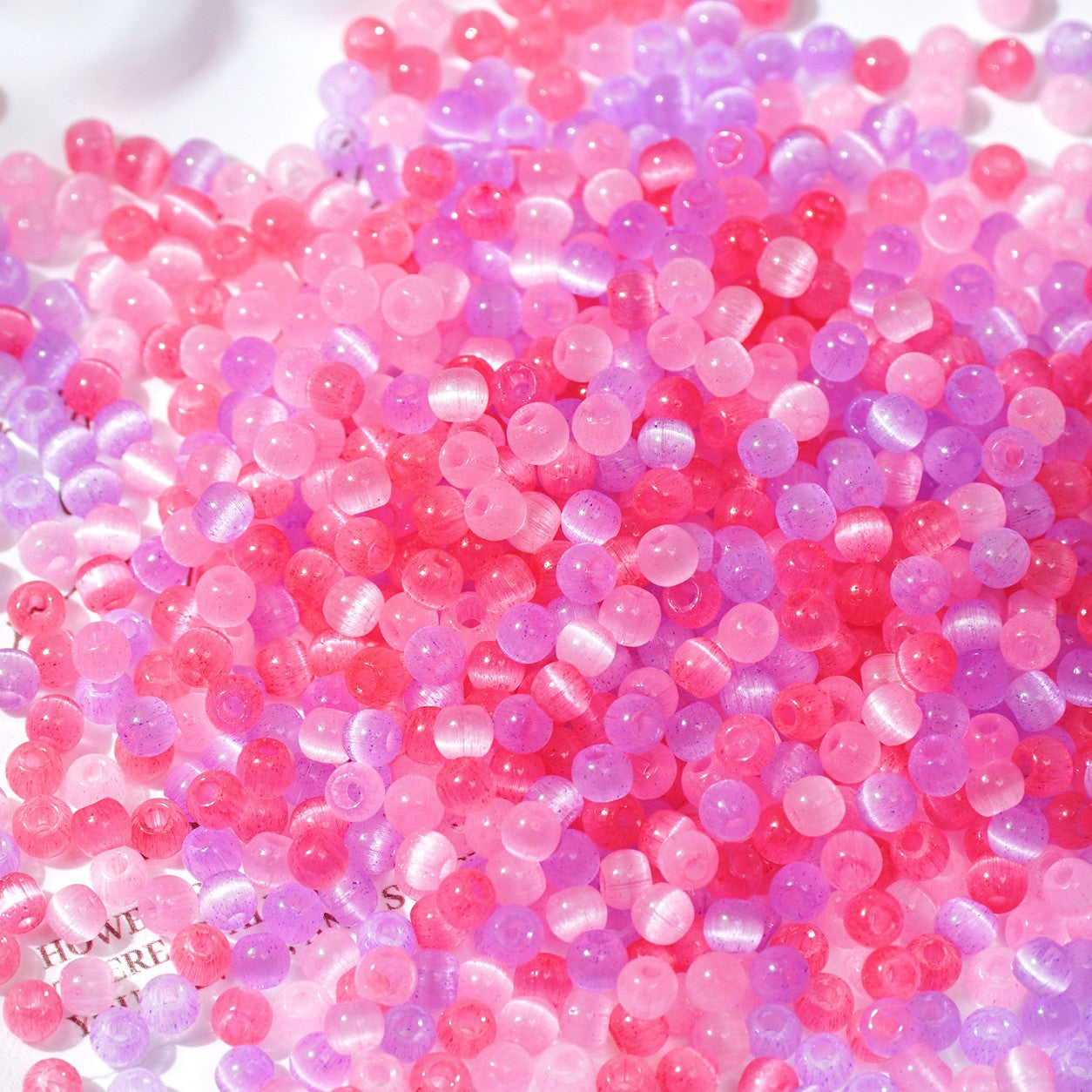 (500pcs)4mm Brushed Cat's Eye Round Glass Seed Beads