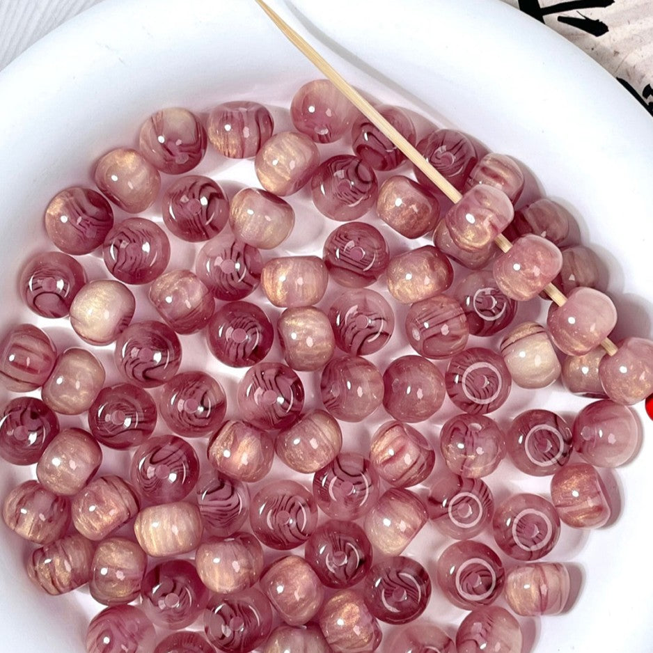 (50pcs)8x11mm Gilded Resin Apple Beads - Gradient Paint Effect