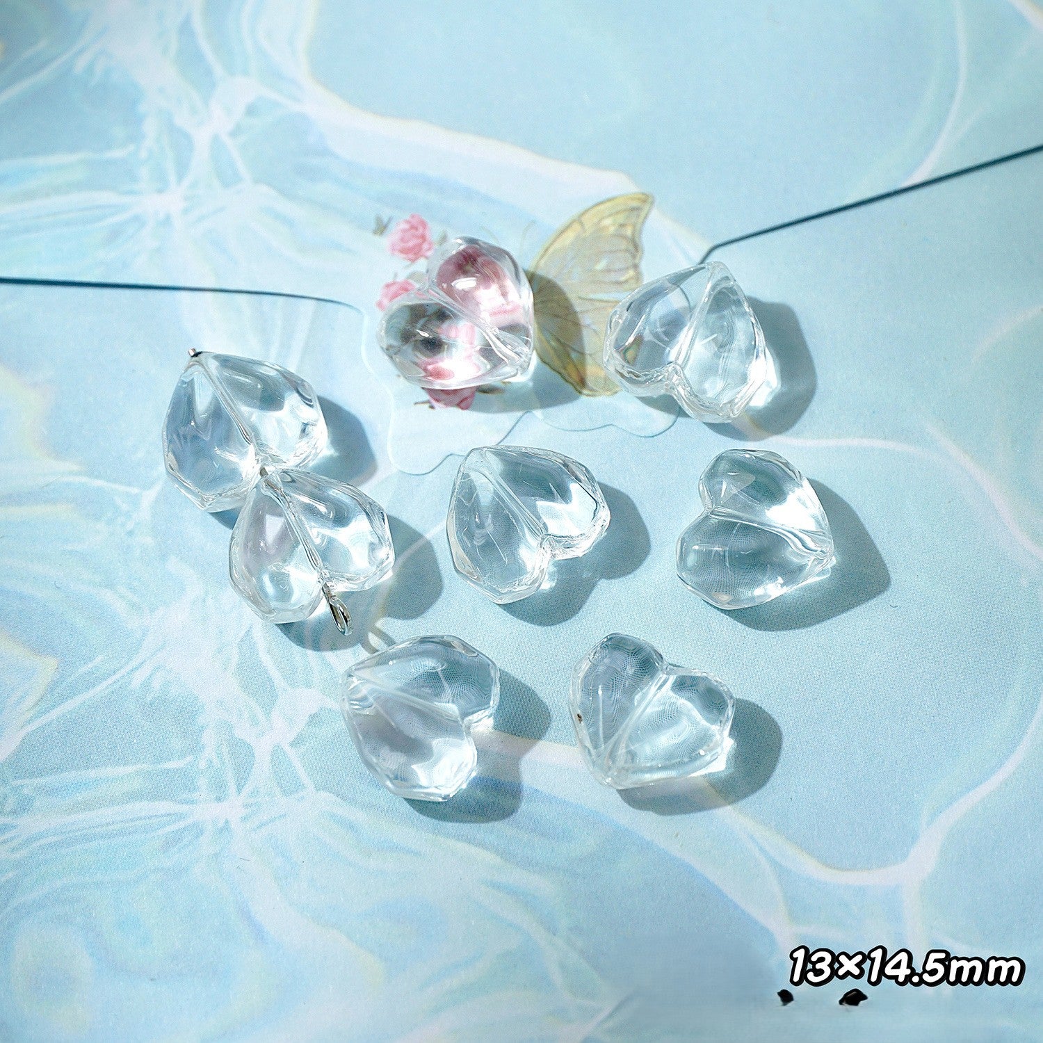 (50pcs)White Crystal Imitation Double-Pointed Irregular Glass Beads