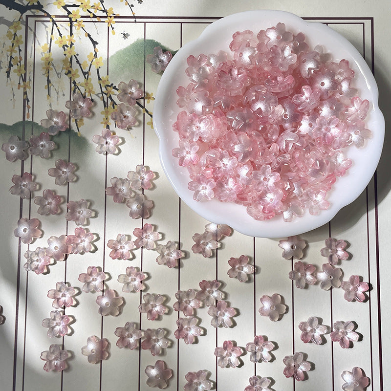 (50pcs)10mm 3D Sakura Flower Glass Beads