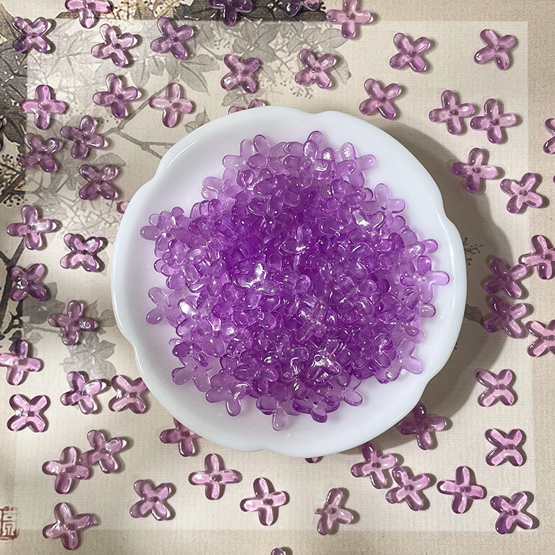 (50pcs)12mm Glass Osmanthus & Four-Leaf Clover Flower Beads