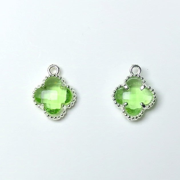 10pcs 12x15mm Crystal Glass Bezel Pendant Four-Leaf Clover Pendant