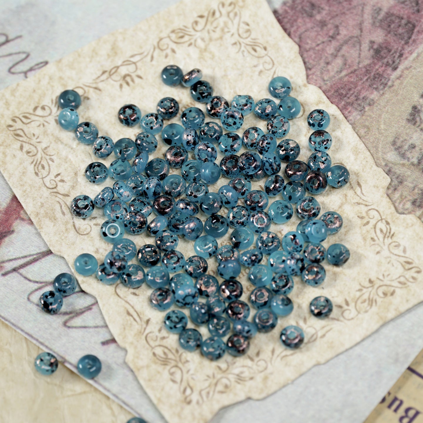 (160pcs)2x4mm Picasso Abacus Beads - Vintage Glass Seed Beads
