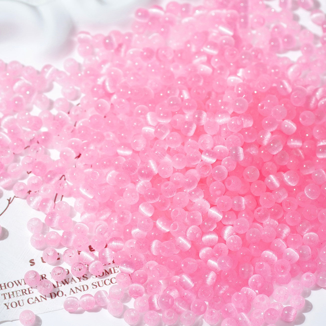 (500pcs)4mm Brushed Cat's Eye Round Glass Seed Beads