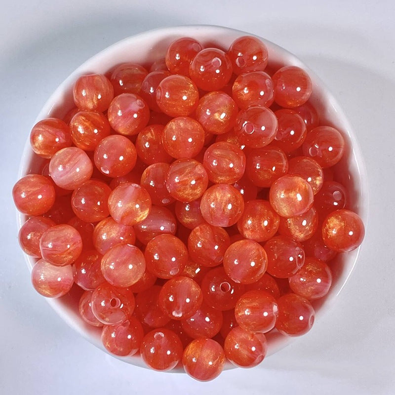 (50pcs)8/10/12/16MM Gilded Resin Beads- Oil-Painted Hues