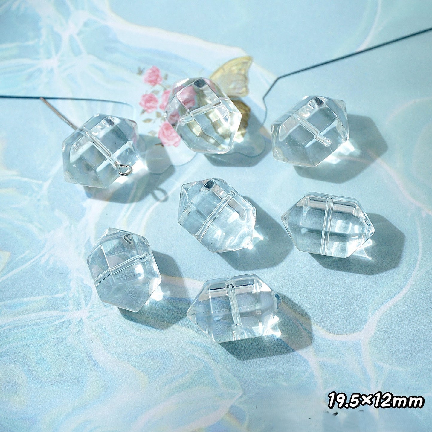 (50pcs)White Crystal Imitation Double-Pointed Irregular Glass Beads