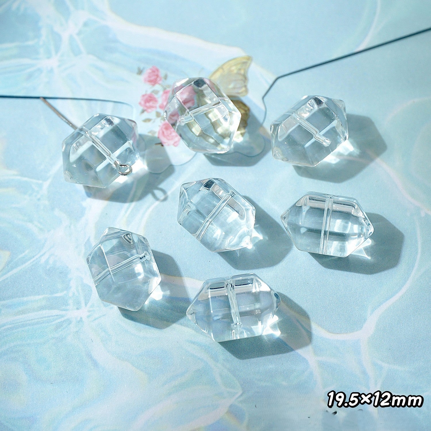 (50pcs)White Crystal Imitation Double-Pointed Irregular Glass Beads
