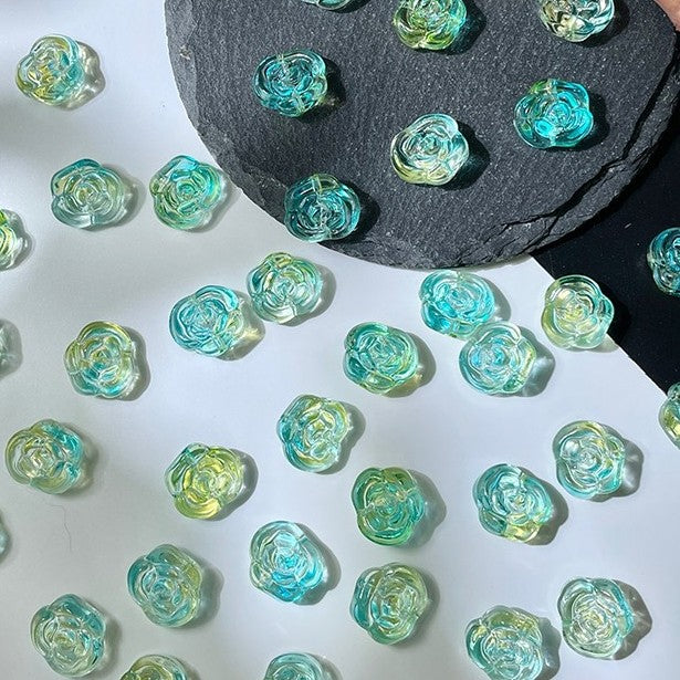 (50pcs)12mm Glass Rose Beads