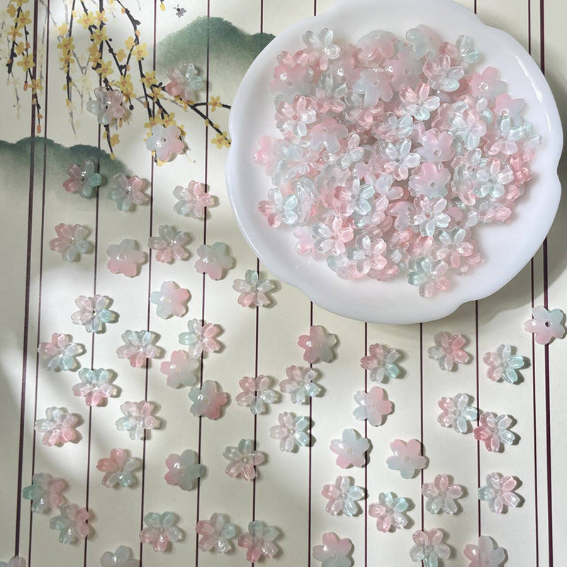 (50pcs)10mm 3D Sakura Flower Glass Beads
