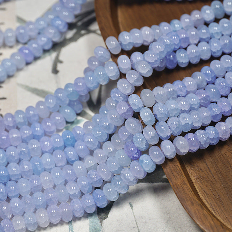 (100pcs)4x8mm Jade Crack Abacus Glass Beads - Water-Dyed Series