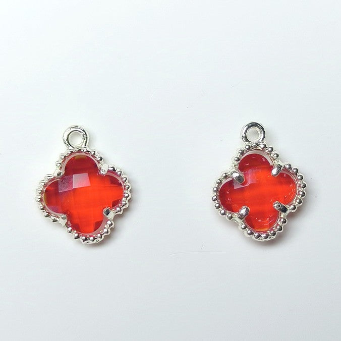 10pcs 12x15mm Crystal Glass Bezel Pendant Four-Leaf Clover Pendant