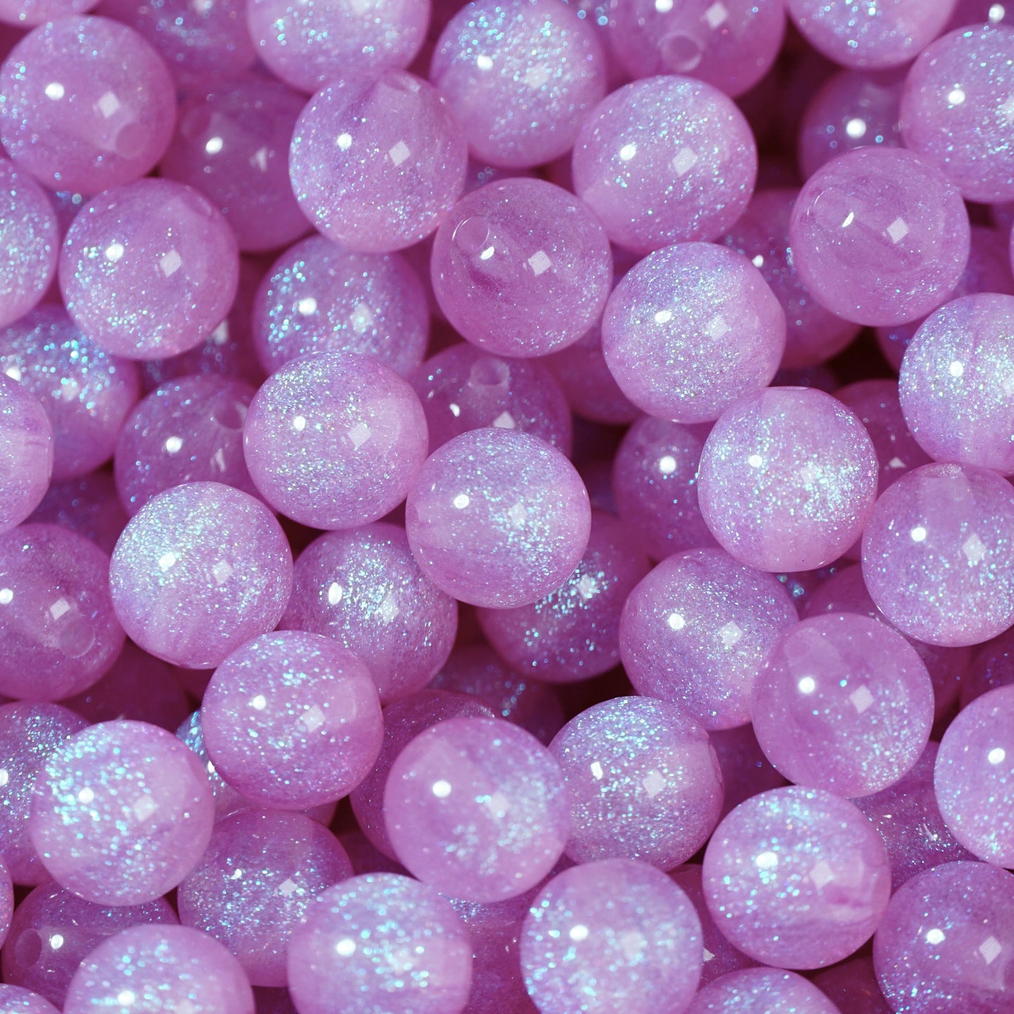 (50pcs)6/8/10/12/16/20mm Starry Mermaid Iridescent Resin Round Beads