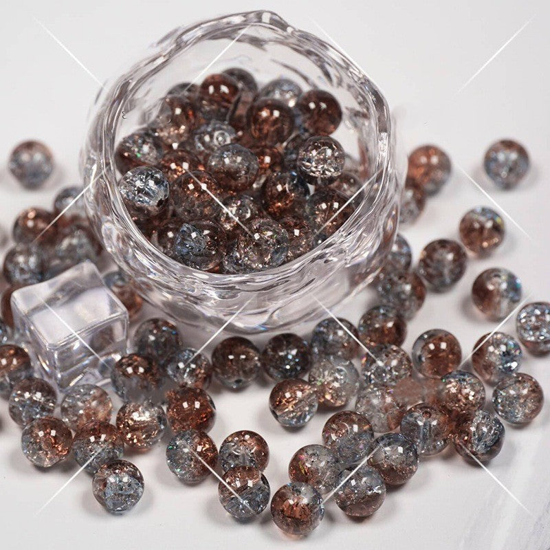 (200pcs)8/10mm Ice Crack Burst Crystal Glass Round Beads
