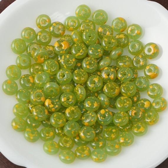 (100pcs)3x6mm Picasso Abacus Beads - Vintage Glass Seed Beads