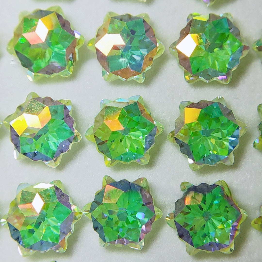 5A 6mm Hexagram Christmas Blizzard Cut Coated Loose CZ Stone - 2pcs