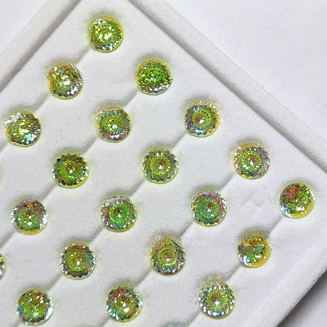 5A 6-8mm Round Iridescent Coated Nest Cut Loose CZ Stone - 2pcs