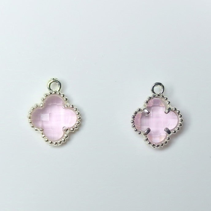 10pcs 12x15mm Crystal Glass Bezel Pendant Four-Leaf Clover Pendant