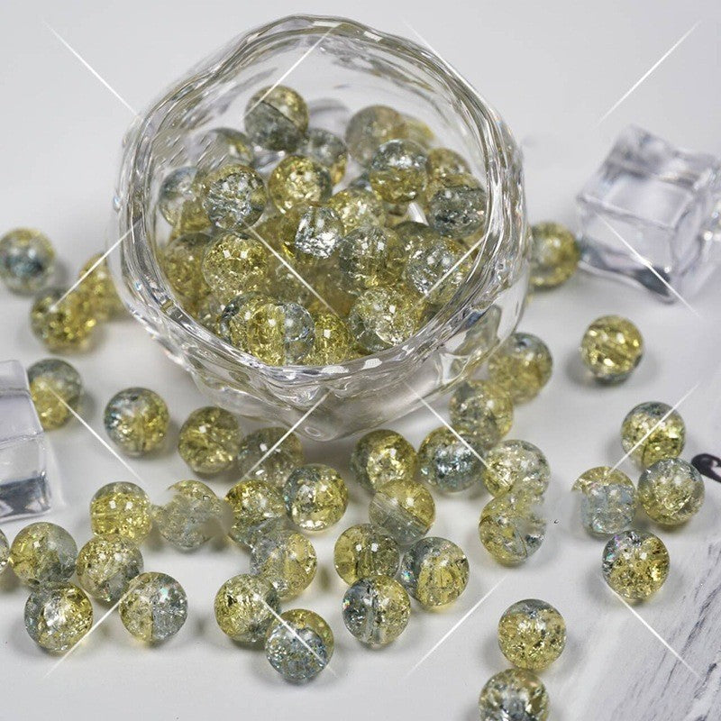 (200pcs)8/10mm Ice Crack Burst Crystal Glass Round Beads