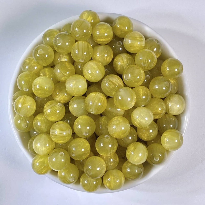 (50pcs)8/10/12/16MM Gilded Resin Beads- Oil-Painted Hues
