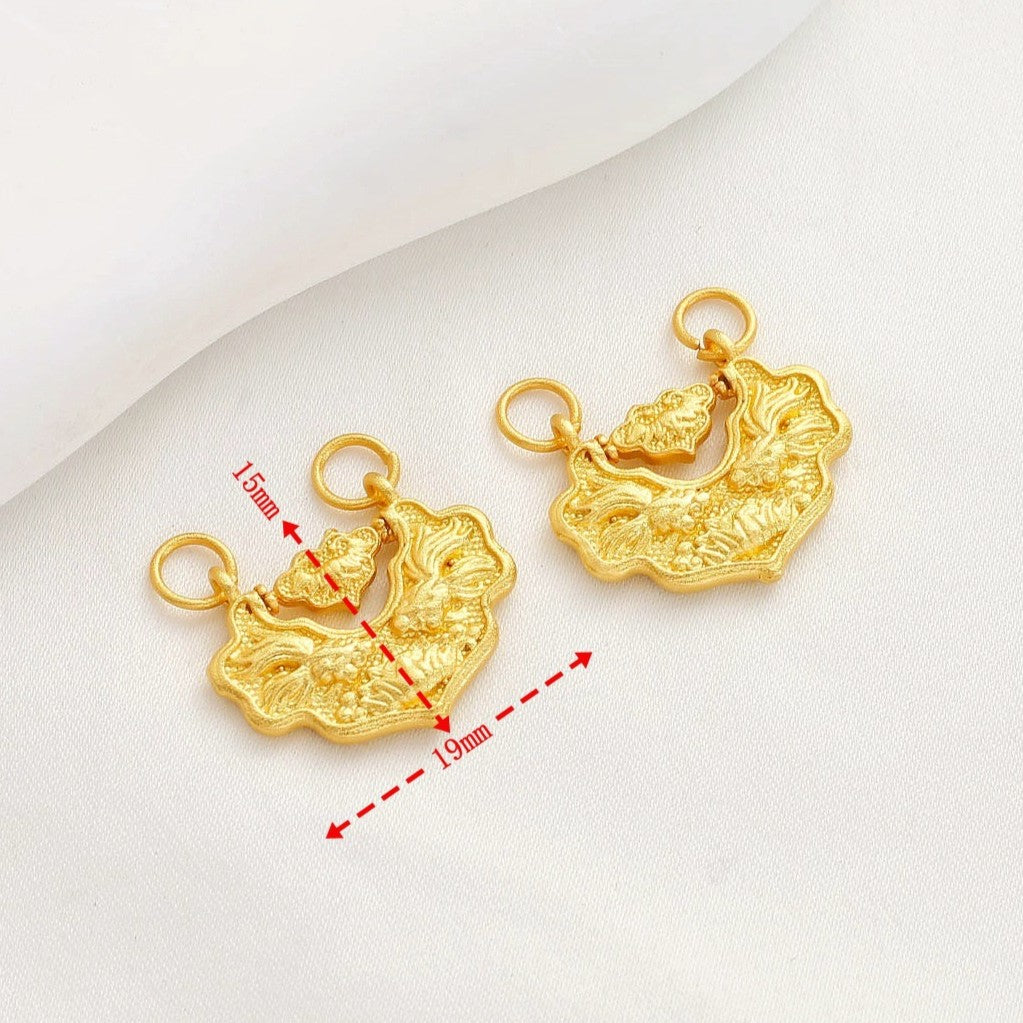 Sand Gold Ruyi Lock Butterlfy Bow Pendant