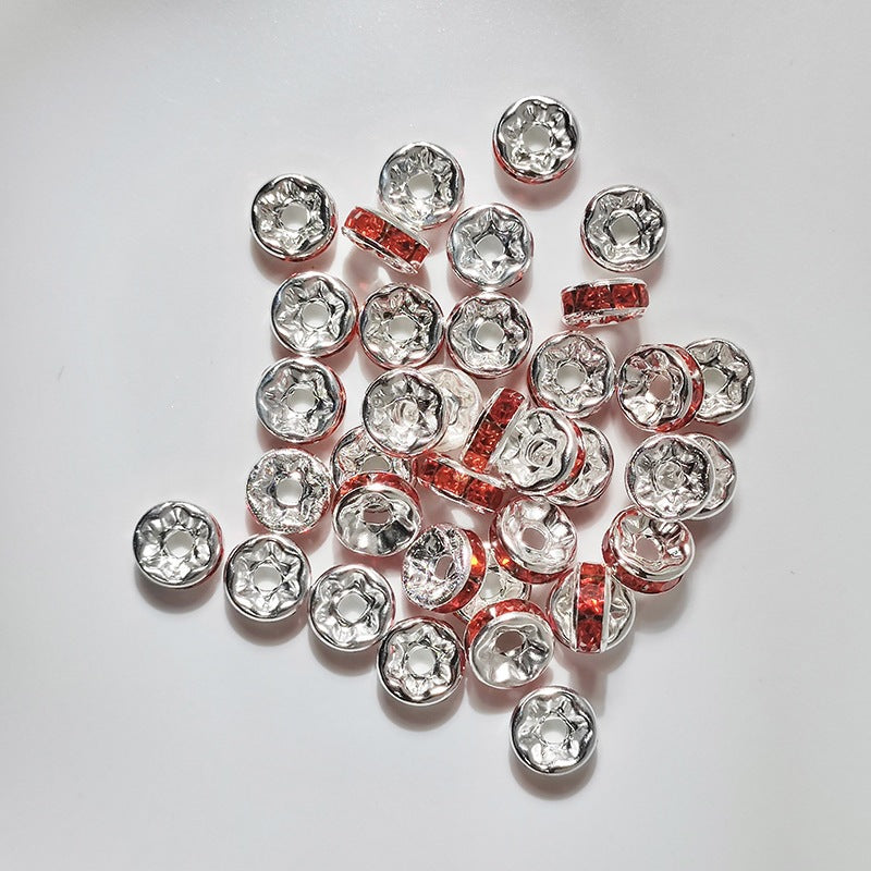 (50pcs)8/10/12mm Copper Rhinestone Ring Bead Caps / Pearl Spacers