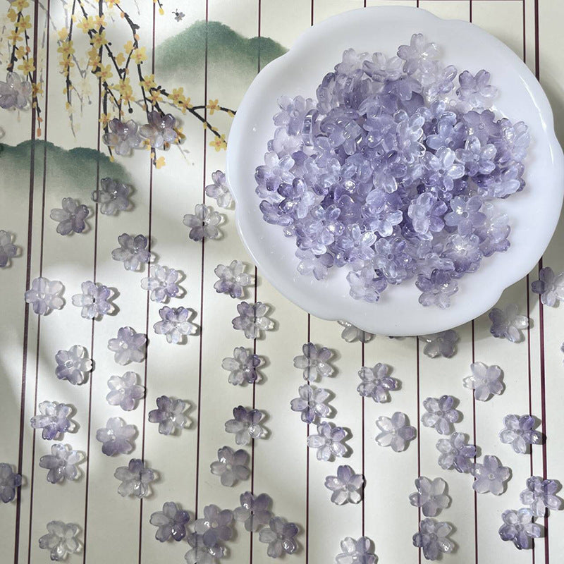 (50pcs)10mm 3D Sakura Flower Glass Beads