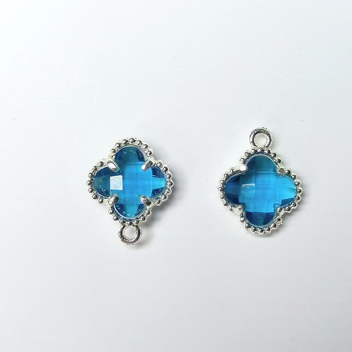 10pcs 12x15mm Crystal Glass Bezel Pendant Four-Leaf Clover Pendant