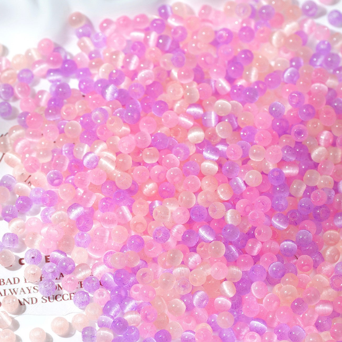 (500pcs)4mm Brushed Cat's Eye Round Glass Seed Beads