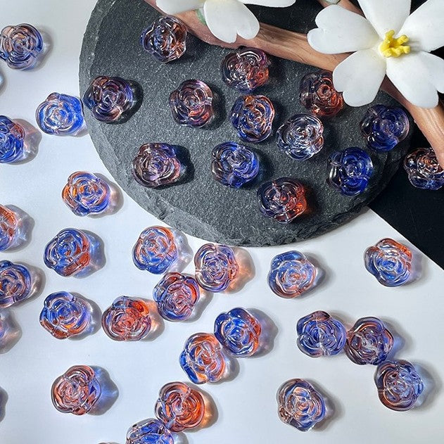 (50pcs)12mm Glass Rose Beads
