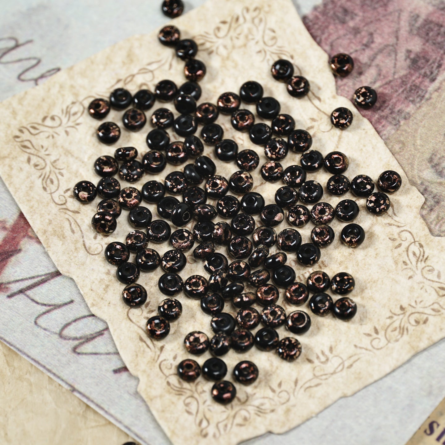 (160pcs)2x4mm Picasso Abacus Beads - Vintage Glass Seed Beads