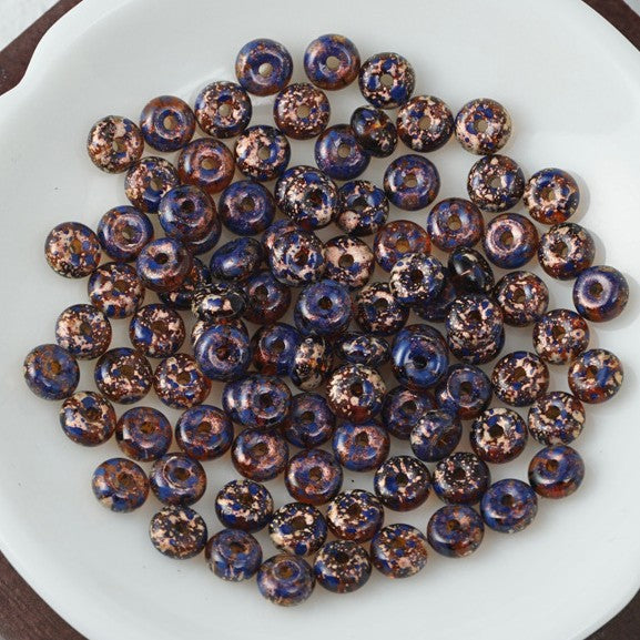 (100pcs)3x6mm Picasso Abacus Beads - Vintage Glass Seed Beads