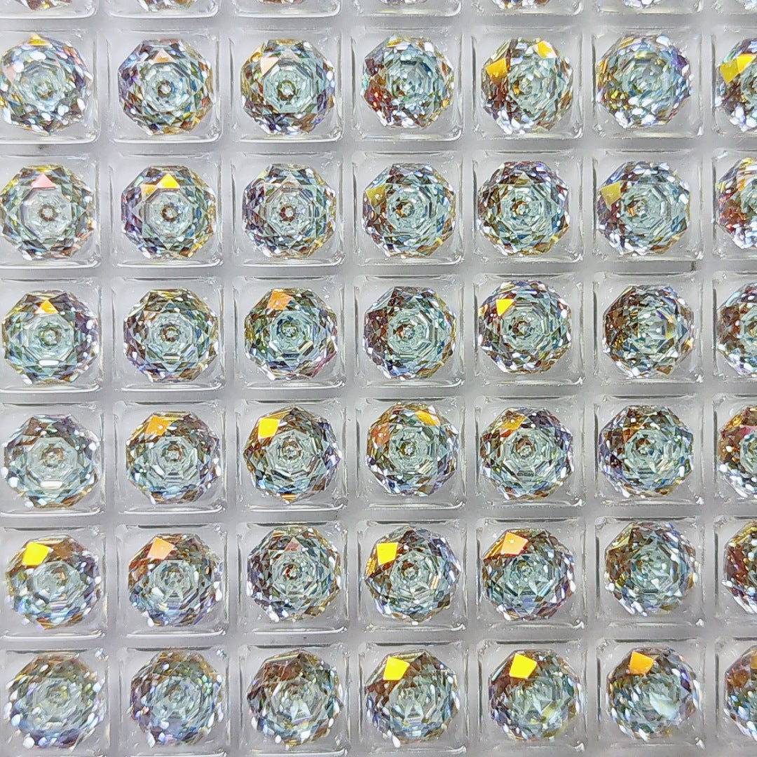 5A 6-8mm Octagonal Coated Sandwich Rose Cut Loose CZ Stone - 2pcs