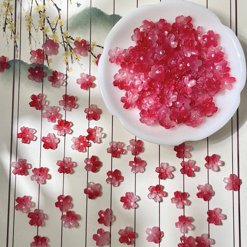 (50pcs)10mm 3D Sakura Flower Glass Beads