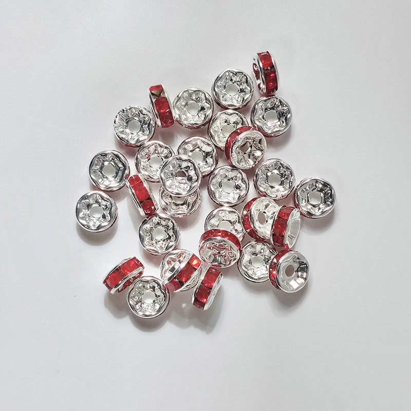 (50pcs)8/10/12mm Copper Rhinestone Ring Bead Caps / Pearl Spacers