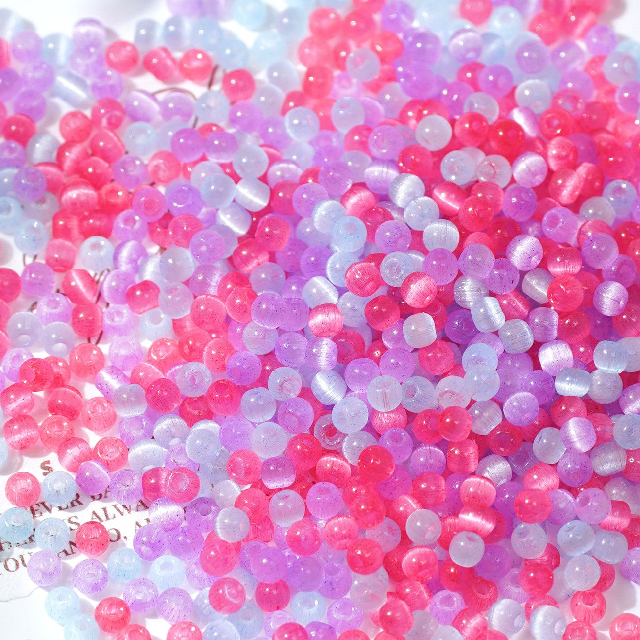 (500pcs)4mm Brushed Cat's Eye Round Glass Seed Beads