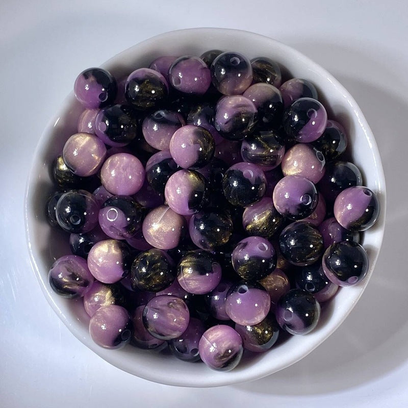 (50pcs)8/10/12/16MM Gilded Resin Beads- Oil-Painted Hues