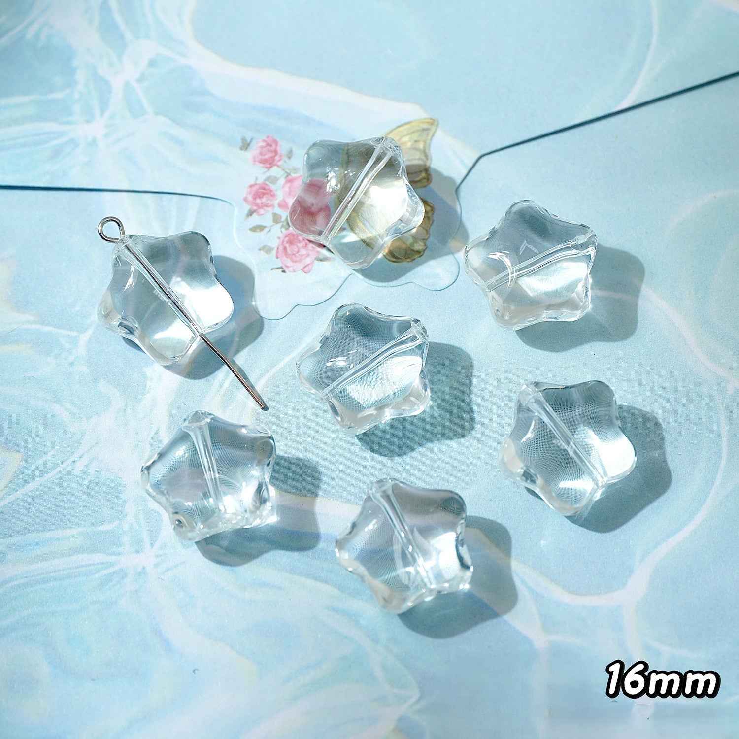(50pcs)White Crystal Imitation Double-Pointed Irregular Glass Beads