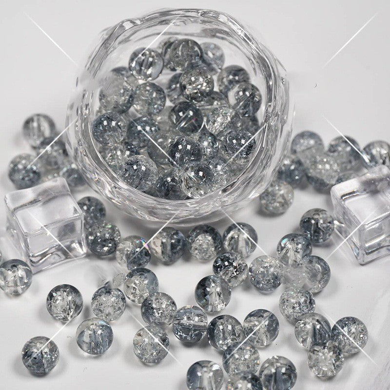 (200pcs)8/10mm Ice Crack Burst Crystal Glass Round Beads