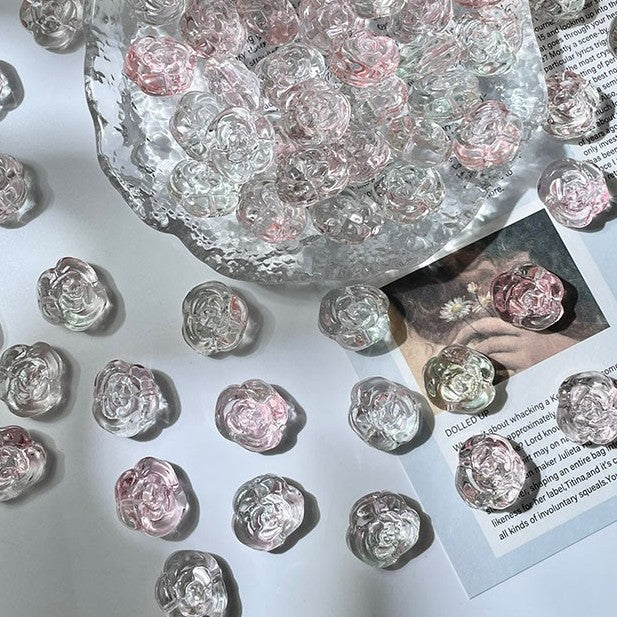(50pcs)12mm Glass Rose Beads
