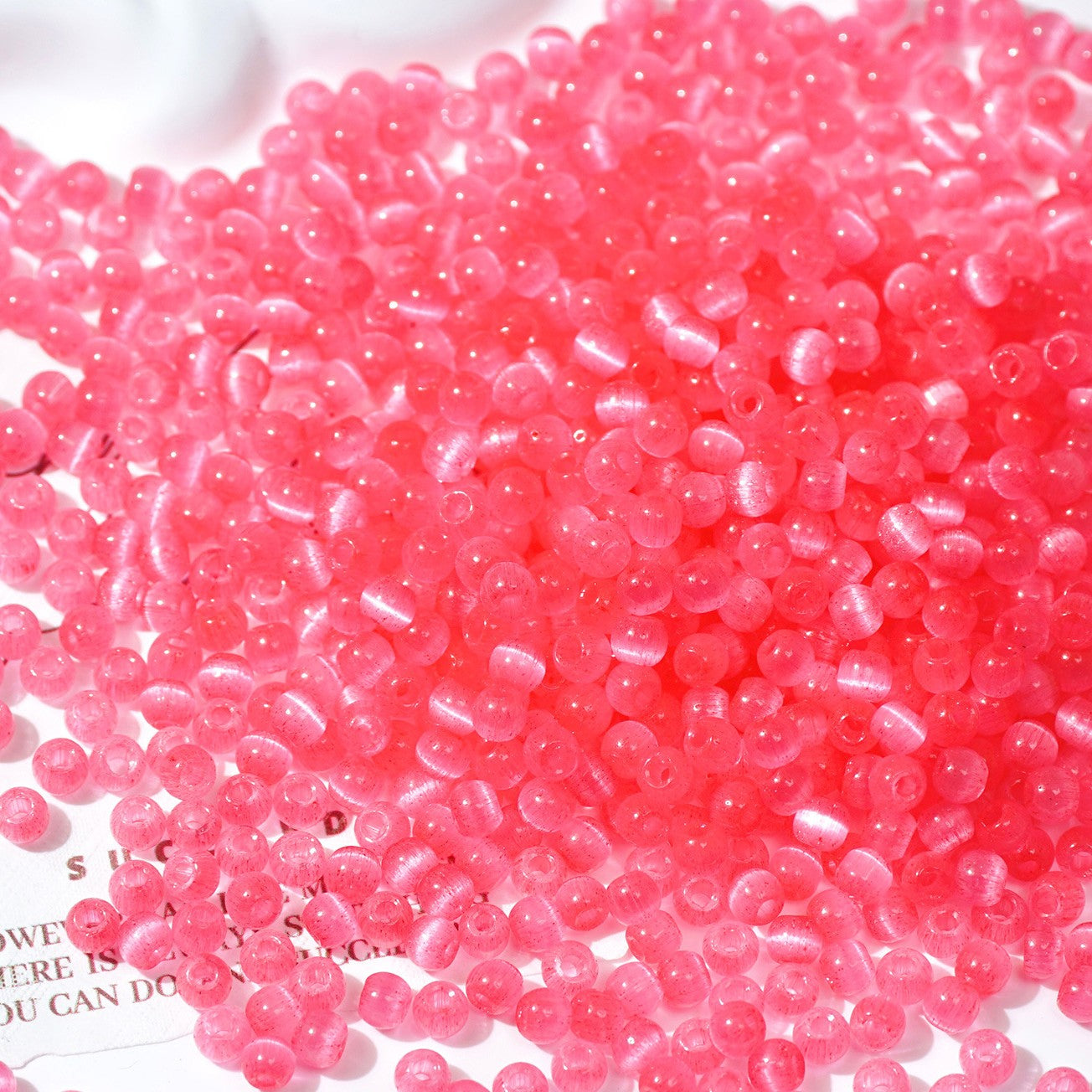 (500pcs)4mm Brushed Cat's Eye Round Glass Seed Beads