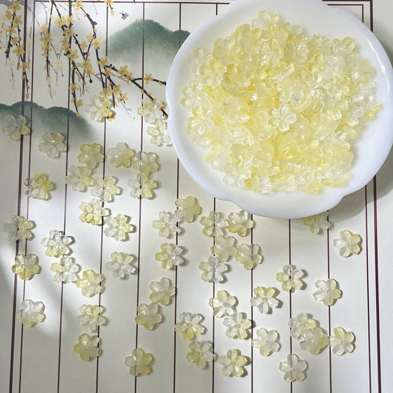 (50pcs)10mm 3D Sakura Flower Glass Beads