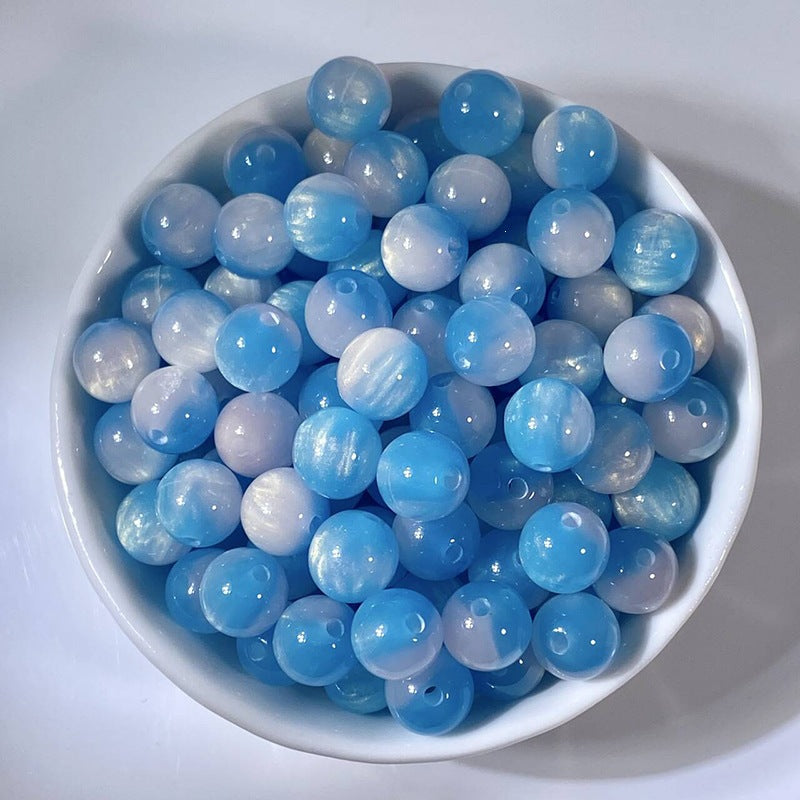 (50pcs)8/10/12/16MM Gilded Resin Beads- Oil-Painted Hues